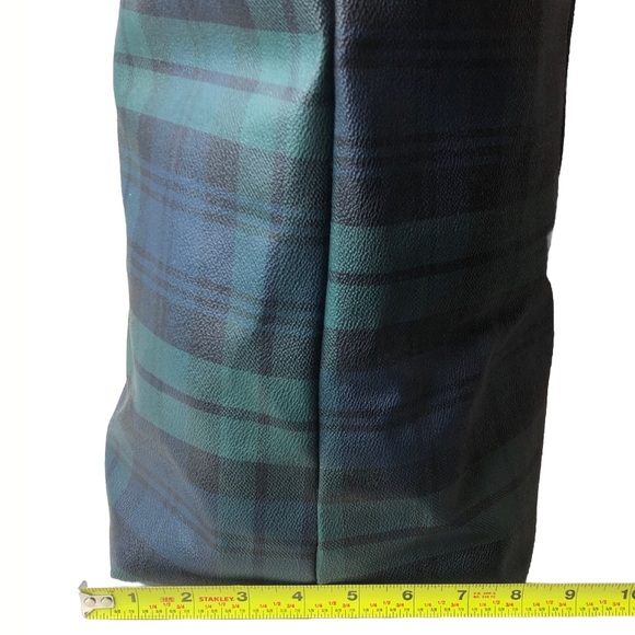 MRALPH LAUREN Black Watch Plaid Oversized Coated Canvas Brown Leather Travel Bag - Picture 16 of 16